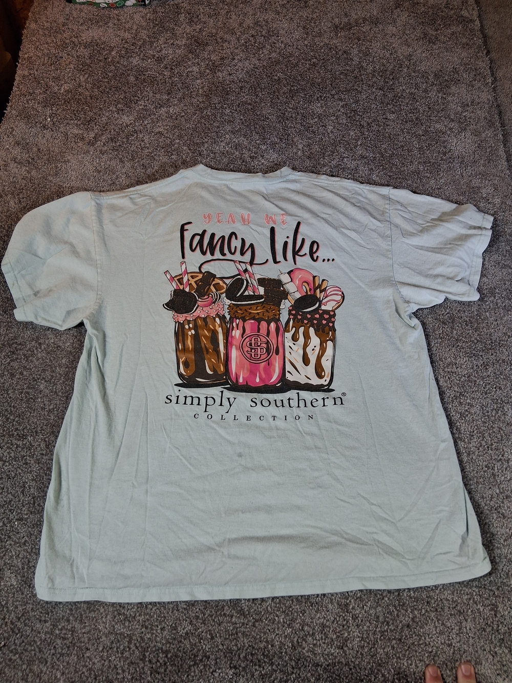 Simply Southern Light Blue 'Fancy Like' Milkshake Jar Boutique Graphic Tee